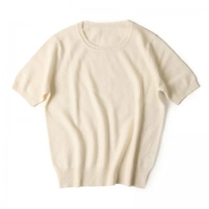 nadměrná velikost 100% kašmír dámský svetr hladký pletený top s výstřihem dívky bílý kašmírový pulovr s krátkým rukávem
