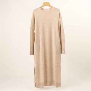 plus size inner mongolia cashmere women's sweater dress long style knit women girls ladies cashmere pullover