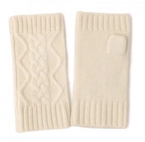 Guantes y mitones de Cachemira tejidos en blanco y negro con cable sin dedos personalizados, guantes térmicos de lana para mujer a la moda de lujo para invierno