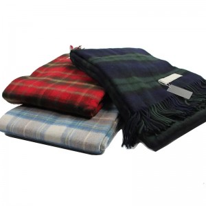 op maat geruite lamswollen deken winter luxe zachte draagbare tartan fleece deken met lange kwast