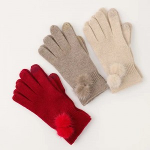 lüks moda aksesuarları kadın kış dokunmatik ekran düz örme kaşmir eldiven ve eldivenler
