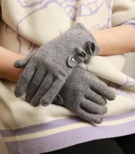 หน้าจอสัมผัสเต็มนิ้ว 100% ถุงมือแคชเมียร์ฤดูหนาวผู้หญิงถักถุงมือแฟชั่นหรูหราอบอุ่น