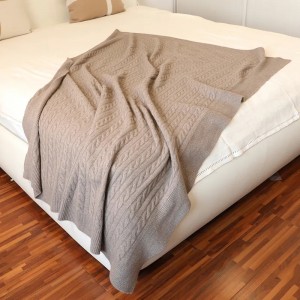 Manta térmica de cachemira de luxo de cor natural 100% manta de cama coreana mexicana personalizada tejida por cable de invierno suave