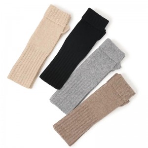 Mitaines longues en cachemire thermique tricoté uni personnalisé hiver chaud gants de mode de luxe sans doigts pour les femmes
