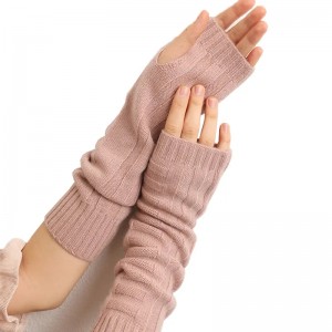 Niestandardowe logo z dzianiny kaszmirowej zimowej ocieplającej na ramię damskie modne rękawiczki śliczne dzianinowe termiczne rękawiczki bez palców dla kobiet
