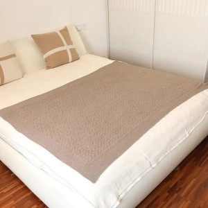 Cor natural luxo 100% caxemira cobertor térmico personalizado cama coreana mexicana cabo de malha de inverno lance macio