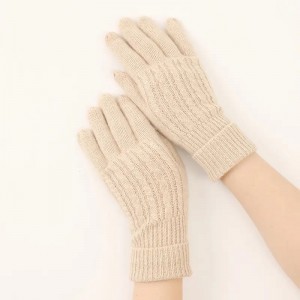 Inner mongolia pure cashmere liatlana tsa mariha custom touch screen knitted women thermal fashion full finger cashmere gloves mittens