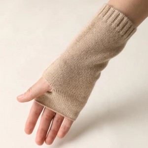 Guantes de cachemira de cabra 100% jacquard sen dedos de inverno de gran oferta, guantes térmicos de punto medio dedo para mulleres de moda bonitas