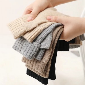 προσαρμοσμένα απλά πλεκτά μακριά θερμικά γάντια κασμίρι χειμώνα ζεστά γάντια μόδας πολυτελείας χωρίς δάχτυλα για γυναίκες