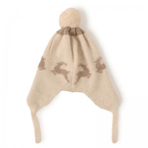 cappello invernale in puro cashmere di capra per bambini cappello beanie in cashmere lavorato a maglia jacquard animale cervo moda personalizzata