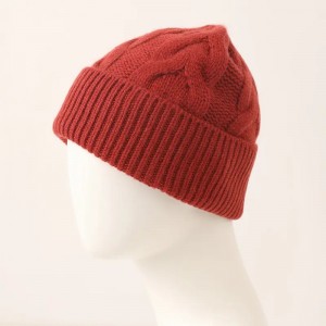 cappello invernale in puro cashmere con logo personalizzato designer tinta unita cappello da donna in cashmere con risvolto lavorato a maglia