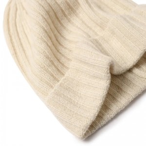 100% cashmere knit rib ny Beanie igba otutu awọn obirin igbadun Fashion cute Warm hat filas
