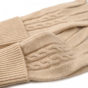 सानुकूल लोगो हिवाळ्यातील विणलेले महिला पुरुषांचे उबदार स्ट्रेच हातमोजे कफ केलेले ट्विस्टेड सॉफ्ट 100% काश्मिरी हातमोजे