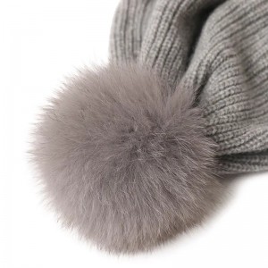 Зима на открито Топли дамски шапки от кашмир ny Beanie Hat луксозни модни дамски кашмирени шапки с кашмирени шапки с помпон от естествена лисича кожа