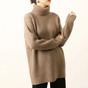 プラスサイズの冬暖かい女性のセータータートルネックレディースガールズロングスタイルニットカシミヤプルオーバーセーター