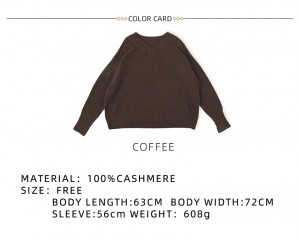 ຜູ້ອອກແບບຄົນອັບເດດ: v ຄໍທໍາມະດາ knitted ບໍລິສຸດ cashmere oversize ເສື້ອ sweater ແມ່ຍິງ custom ladies ເທິງ pullover cashmere