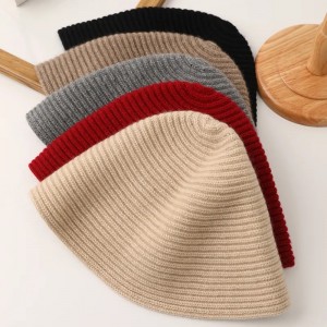 Chapeau de pêcheur en cachemire d'hiver personnalisé pas cher femmes couleur unie tricot ny beanie blanks caps