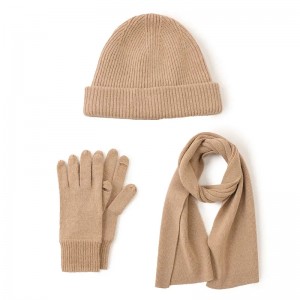 100% vuna žene djevojke zimski topli šal kape i rukavice setovi po narudžbi dizajnerski modni ženski pleteni vuneni kapa šalovi rukavice odijelo