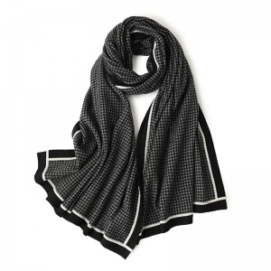 2022 sabon zane jacquard saƙa houndstooth 100% cashmere scarf shawl ga mata