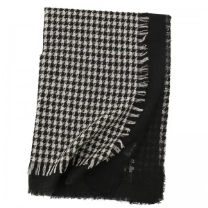 inu Mongolia funfun cashmere obinrin scarf tinrin ara aṣa houndstooth ṣayẹwo cashmere scarves shawl stoles