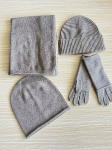 binne-Mongolië suiwer kasjmier winter mode-bykomstighede vroue gewone gebreide kasjmier hoed serp handskoen pak een stel