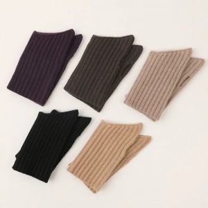 100% cashmere fingerless winter gloves mitten luxury fashion women warm rib knitted cashmere gloves