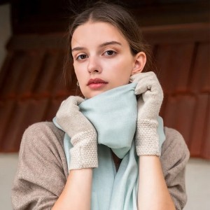 custom cashmere winter full finger gloves fashion knit warm luxury smart magic woolen plain women hand gloves
