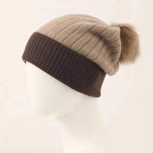 Topi musim sejuk kasmir 100% tersuai dipasang wanita wanita gadis rusuk dikait cap topi beanie kasmir bergari