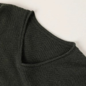melanž zelen z V izrezom, pozimi, večji ženski pulover, oblikovalec po meri, računalniško pleten dekliški pulover iz kašmirja