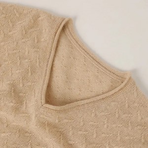 зимен дамски топъл плетен кашмирен пуловер с V-образно деколте по поръчка, извънгабаритни дамски плетен горен пуловер от кашмир