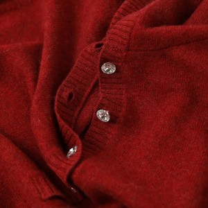 կոճակի ձևավորում մաքսային շքեղ նորաձևության ձմեռային կանացի սվիտեր hoodie 26Nm մանվածքով համակարգչային տրիկոտաժե կաշմիր պուլովեր