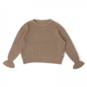 dizajnerski šuplji kompjuterski pleteni pulover od čistog kašmira prilagođen modni prekomjerni ženski džemper s okruglim izrezom s širokim rukavima