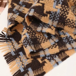 デザイナー千鳥格子ピュアウールスカーフショールカスタムファッション織りチェックタッセル冬ウールスカーフストール
