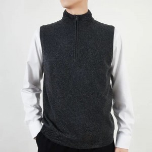 zipper ado turtleneck tsantsar cashmere saƙa na maza Sweaters al'ada bayyananne launi saƙa maza cashmere ja suwaita.