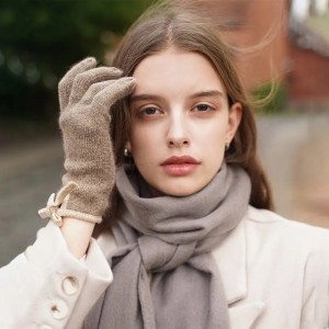 Guants de caixmir tèrmics de moda personalitzats per a dona amb dit complet per a dona, guants de luxe de teixit a mà de moda d'hivern càlids per a dones