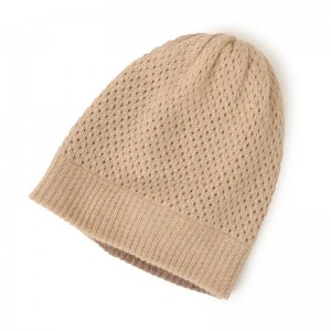 Pălărie de iarnă din cașmir 100% strat dublu, cu logo-ul personalizat, tricotat în gol, pălărie caldă din cașmir pentru femei