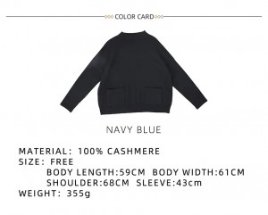 crew neck ribbed knitted pure cashmere pullover custom fashion women's sweater with pocket decoration