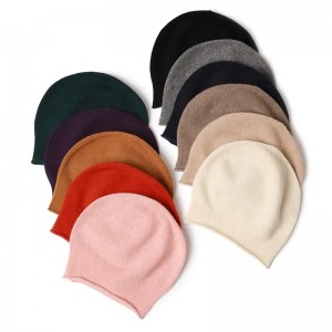 100% 純粋なカシミヤの女性の冬の ny ビーニー帽子高級ファッションかわいい無地ニット ウール ベニー キャップ カスタム刺繍ロゴ