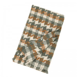 designer pied-de-poule pure wollen sjaals sjaal aangepaste mode geweven check kwastje winter wollen sjaal stola's