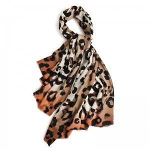custom 80s leopard printing 100% merino wool pashmina scarves shawl cashmere winter scarf para sa mga babaye