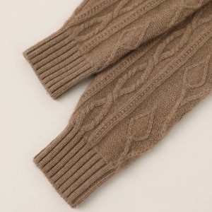 designer leaf cable knitted winter women warm pure cashmere pullover custom fashion long sleeve nga sweater sa mga babaye