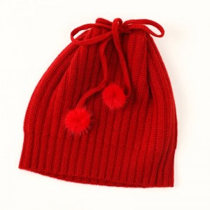 pletena zimska kapa od čistog kašmira prilagođeni logotip za žene luksuzna modna kapa od kašmira s pomom od pravog lisičjeg krzna