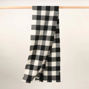 デザイナー ブランド インナー モンゴル ウール チェック スカーフ カスタム冬暖かいチェック ウール スカーフ女性のための