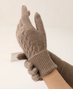 โลโก้ที่กำหนดเองฤดูหนาวถักถุงมือยืดอบอุ่นผู้หญิงผู้ชายใส่กุญแจมือบิดนุ่มถุงมือแคชเมียร์ 100%