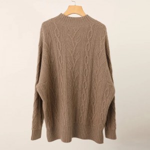 Дизайнерский вязаный зимний женский теплый пуловер из чистого кашемира в виде листа на заказ, модный женский свитер с длинным рукавом