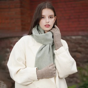 Dames winter kasjmier gebreide handschoen holle gevouwen rand luxe thermische aangepaste mode schattige handschoenen dames