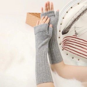 обичај обични плетени долги термички кашмирски белезници зимски топли луксузни модни ракавици без прсти за жени