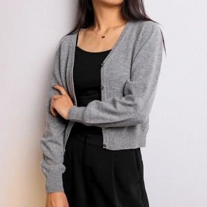 Suéter de punto 100% de cachemira personalizado para mujer, top de punto de inverno, moda cálida, cárdigan de punto liso de manga larga, jersey de cachemira