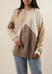 inner Mongolian100% cashmere plus size yevakadzi juzi yakarukwa jacquard ladies cashmere top pullover