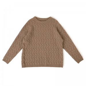 pleteni pulover od čistog kašmira s okruglim izrezom u prirodnoj boji, modni prekomjerni ženski džemper, pleteni gornji dio